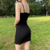 solid color tight-fitting off-the-shoulder folds bag hip sling dress  NSMEI55103