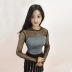 spring and autumn new mesh stitching slimming short T-shirt NSMEI55124