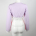 three-color stitching cotton cropped elastic waist sweatshirt NSMEI55128