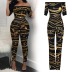 sexy tight-fitting iron chain printing off-shoulder long-sleeve jumpsuit  NSHEQ55263