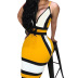 sexy deep V high waist contrast color print suspender dress NSHEQ55269