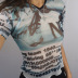 Camiseta de manga corta con estampado alfanumérico de perspectiva de hilo de red NSRUI55280