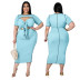 Plus Size Solid Color Hollow Strap Dress NSYMA55286