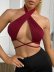 spring and summer new solid color halter neck hollow strap sexy vest NSYMA55294