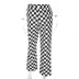 black and white check color contrast casual wide-leg pants NSYMA55312
