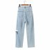 hollow pocket loose high waist wide leg jeans  NSAM55334