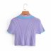 Wholesale spring contrast color short knit top NSAM55352
