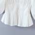 chest-wrapped pleated square neck puff sleeves ruffled short slim-fit shirt NSAM55357