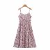 high waist sling backless chiffon floral crumpled dress  NSAM55376