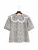 spring print round collar puff sleeve shirt NSAM55380