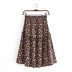 cotton printed high waist fringed lace-up holiday skirt  NSAM55381