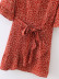 short-sleeved waist belt short slimming floral dress NSAM55388