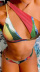 retro dragon print triangle gather sexy one-shoulder split bikini NSLUT55613