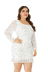 Large size polka dot chiffon pleated long-sleeved hip skirt NSLIB55593