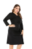 Plus size v-neck black long-sleeved bag hip dress  NSLIB55587