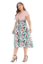 Large size short-sleeved v-neck high waist chiffon printed dress  NSLIB55574