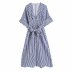 spring linen striped dress NSAM59916