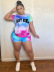plus size new summer tie-dye printing two-piece casual clothing NSMF59938