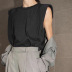 Sleeveless Shoulder Pads Loose Slim Vest NSFLY59965