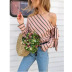 fashion hot sale oblique shoulder strap striped shirt  NSJRM60070