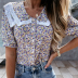 Fashion Floral Lace Short Sleeve Shirt NSJIN60147