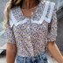 Fashion Floral Lace Short Sleeve Shirt NSJIN60147