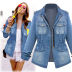 xfashion solid color versatile long-sleeved denim jacket NSJIN60139