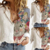 Fashion Print Lapel Long Sleeve Cotton Linen Shirt NSJIN60136