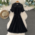 summer new style stand-up collar short-sleeved lace dress NSXMI60102