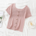Pure color versatile thin knit spring and summer new T-shirt NSYID60097