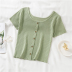 Pure color versatile thin knit spring and summer new T-shirt NSYID60097