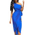 oblique shoulder dress women s irregular strap dress with belt NSHHF62061