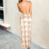Printed High Waist Halter Slit Sling Long Skirt Dress NSHHF62065