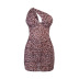 Mesh Leopard Print Breast Sexy Hip Pack Waist Dress NSFLY62075