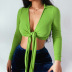 fashion new style strap deep V sexy long-sleeved knitted cardigan NSFLY62079