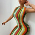 Color Knitted Long Sleeveless Slim Breast Dress NSFLY62097