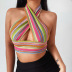 color halter sexy slim knit cross-shirt top NSFLY62128