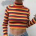 rainbow striped spring new slim long-sleeved T shirt NSFLY62139