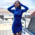 fashion long-sleeved tight-fitting high neck dress  NSFLY62164