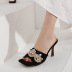 summer new rhinestones and pearl beaded square toe high-heeled slippers NSSO62183