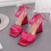 new triangle heel high-heel strap silk square toe sandals NSSO62190
