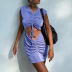 Drawstring Exposed Navel Sleeveless Fake Top Temperament Dress NSYID62439