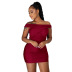 Solid Color Folds Short Dress NSCQ62234