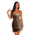 Digital Print Leopard Print Suspender Dress NSCQ62239
