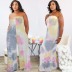 Hot Selling Sexy Wrapped Chest Tie Dye Wide Leg Pants  NSWNY62265