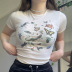 retro animal print high waist short cropped T-shirt  NSLQ62303