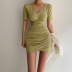 summer new waist and thin V-neck fold dress NSLQ62329