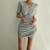 summer new waist and thin V-neck fold dress NSLQ62329