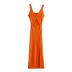 Threaded Side Slit Mid-Length Dress NSAC62372