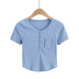 round neck single-breasted arc hem pit stripe thin sports bottoming shirt NSAC62373
